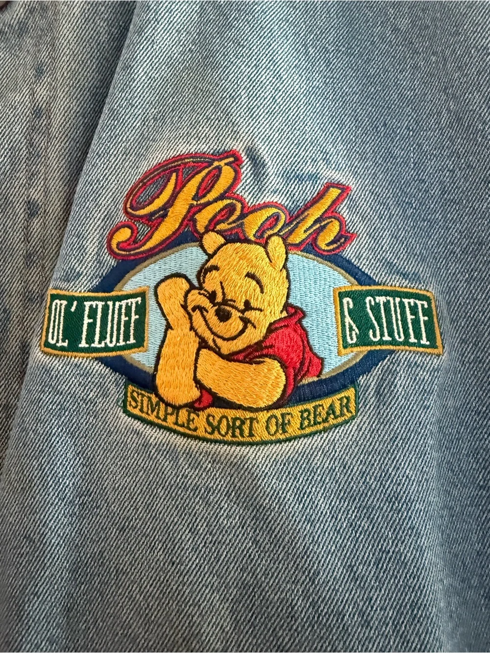 Disney Winnie the Pooh Denim Varsity Jacket Men’s Large
